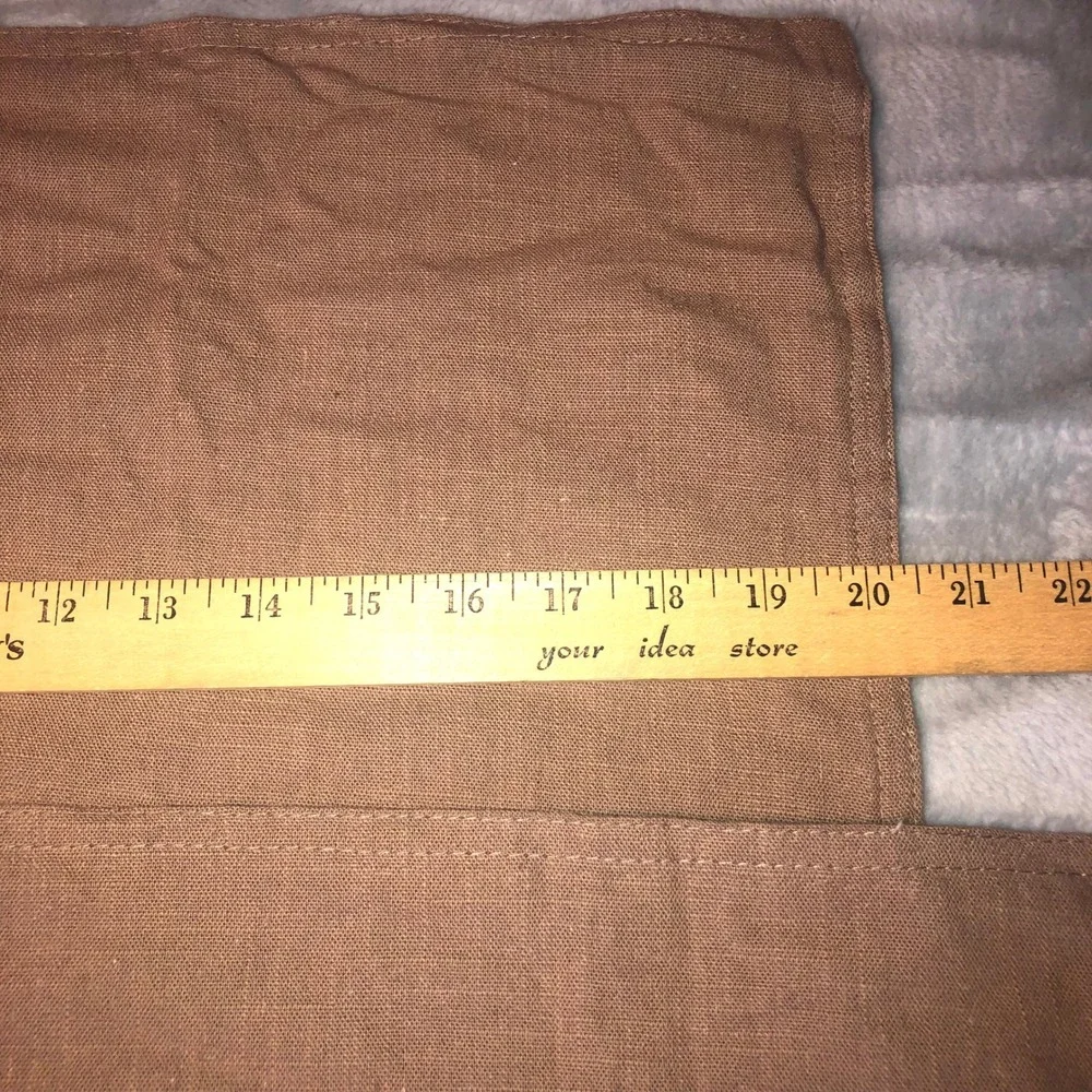 Set of 2 CoCo Brown Linen-Like Sofa Throw Pillow Covers 20x20 Square Flange Edge